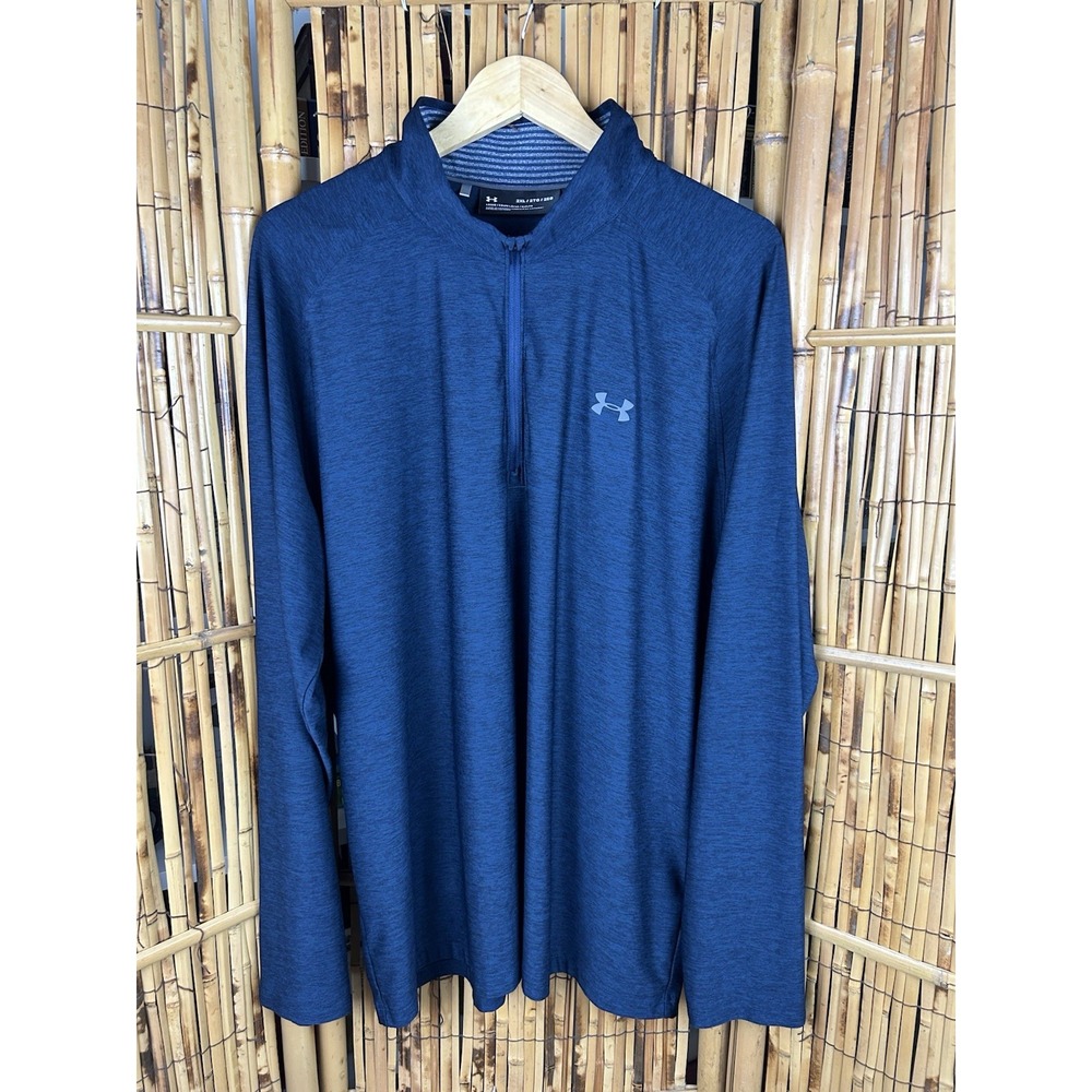 Men's Under Armour‎ 1/2 Zip Long Sleeve Navy Blue Tech Pullover Shirt 2XL